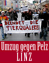 Umzug gegen Pelz auf Linzer Einkaufsmeile