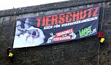 JETZT: Abseilaktion mit Riesentransparent gegen Tierversuche von Festung Salzburg