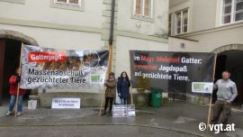 DemonstrantInnen vor dem Landhaus
