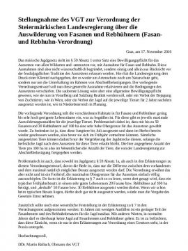 Stellungnahme des VGT
