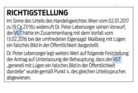 Richtigstellung