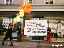 Feuerspeien gegen Tierausbeutung