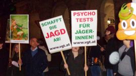 DemonstrantInnen mit verschiedenen Schildern.