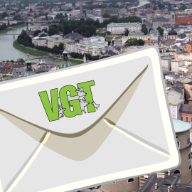 Brief-Symbol vor Salzburg-Panorama