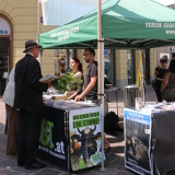 Personen informieren sich am Infostand