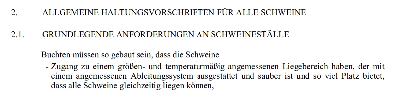 Schweinehaltungsverordnung ursprünglich