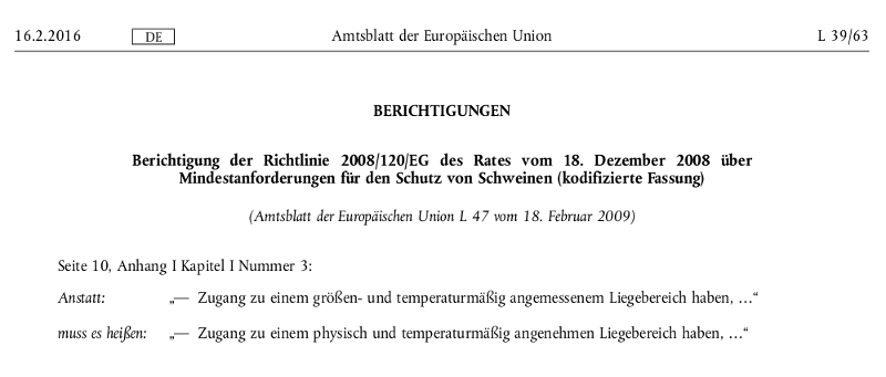 Schweinehaltungsverordnung neu