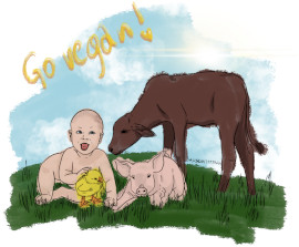 Baby mit Tierkindern
