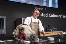 Stiegl mit abgetrenntem Pferdekopf