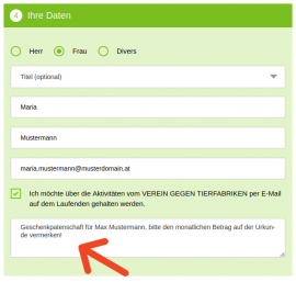 Screenshot vom Kommentarfeld.