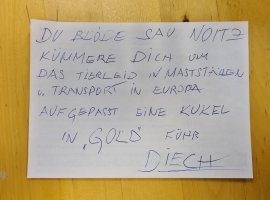 handgeschriebener Zettel