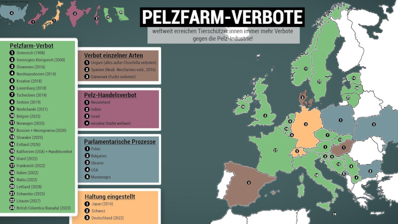 Großansicht der Karte anzeigen Europakarte mit je nach Pelzhandelstatus unterschiedlich farblich markiert