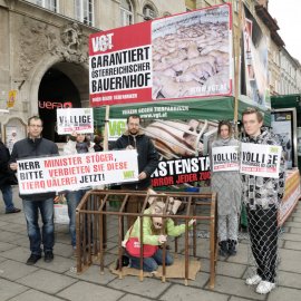 Kundgebung mit Schildern