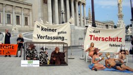Medienaktion vor dem Parlament