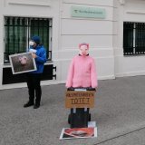 Einladung VGT-Aktion: Vollspaltenboden-Schwein in Mülltonne