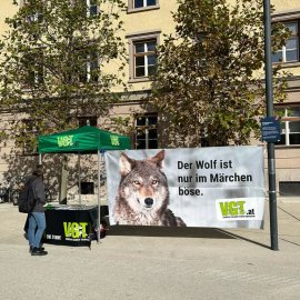 Infostand mit Herdenschutzzaun