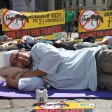 Flashmob-Einladung zum Sleep-In für Fiakerverbot am Stephansplatz